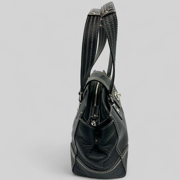 ⭐️SOLD⭐️ Vintage Coach Hampton Black Leather Satchel #F13961 - Picture 6 of 13